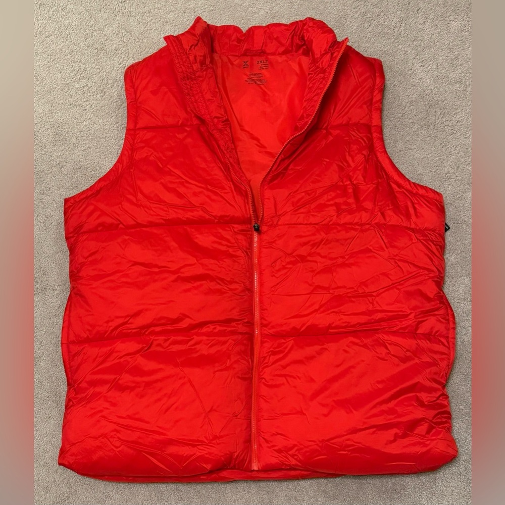 Xersion Mens 2XLT Big and Tall Red Puffer Vest Full Zip NWT